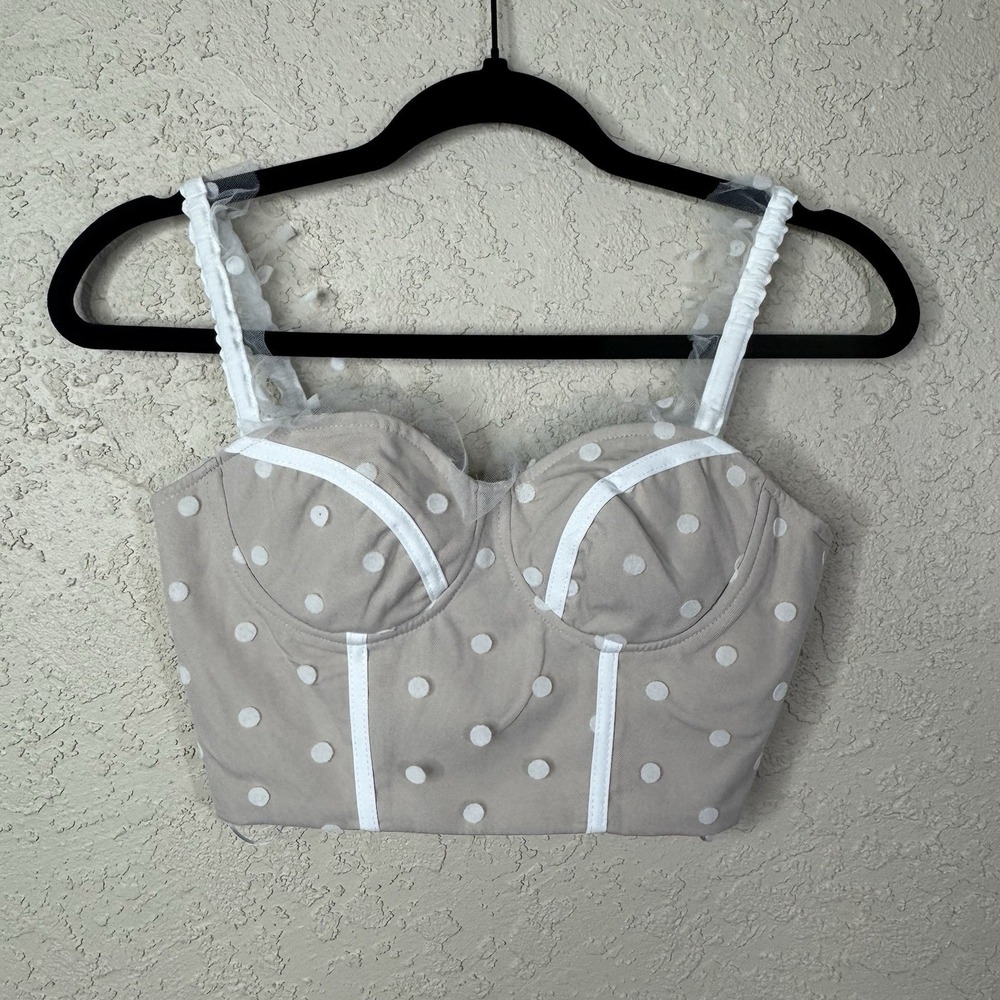 Hello Molly Corset Top Sheer Polka Dot XS Dainty Feminine Cottagecore Coquette - Picture 10 of 10